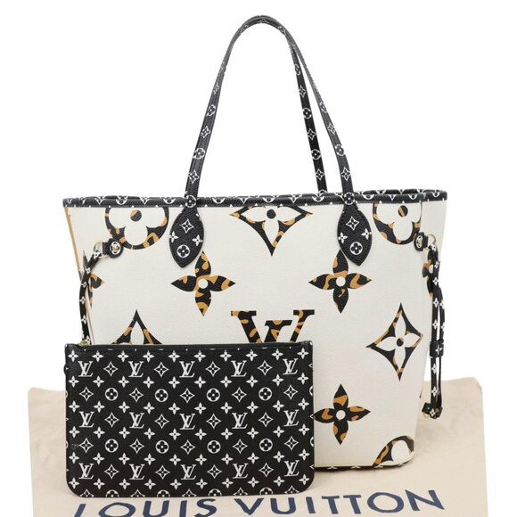 Louis Vuitton  Neverfull MM Monogram Jungle Shoulder Bag Ivory - Picture 3 of 14